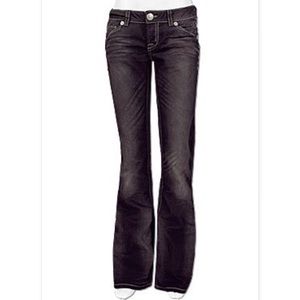 MEK Buckle Lyon Bootcut Black Denim Jeans 27